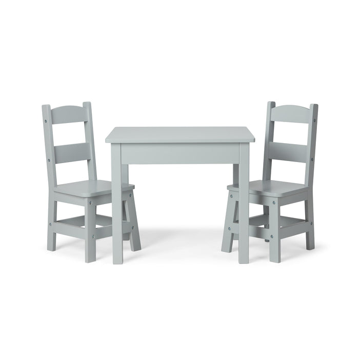 Wooden Table & 2 Chairs - Gray O8