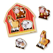 Barnyard Animals Jumbo Knob Puzzle - 3 Pieces X5