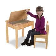 Child's Lift-Top Desk & Chair - Honey Q4