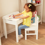 Child's Lift-Top Desk & Chair - White D4