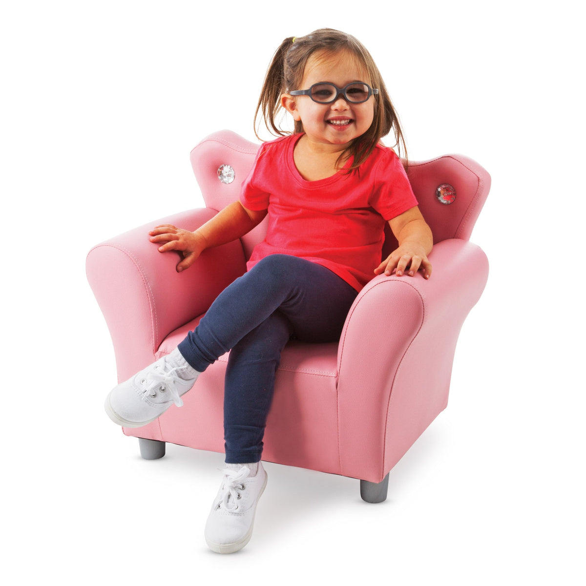 Child’s Crown Armchair – Pink Faux Leather D1