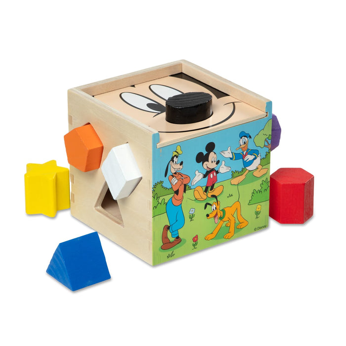 Disney Mickey Mouse & Friends Wooden Shape Sorting Cube I9
