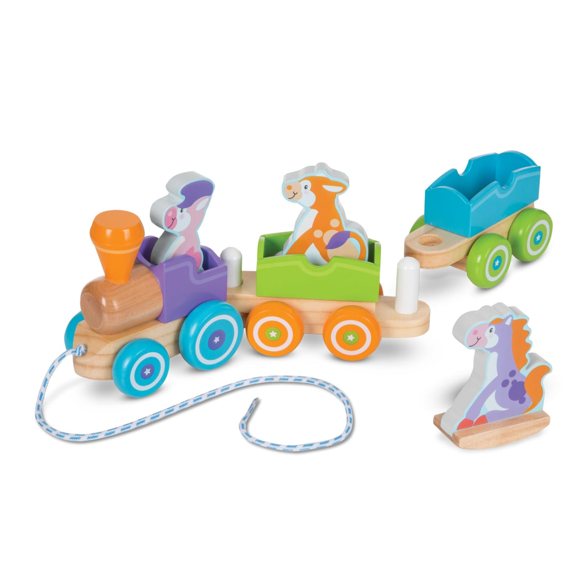 First Play Wooden Rocking Farm Animals Pull Train K7