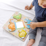 First Play Wooden Touch and Feel Puzzle Peek-a-Boo Pets With Mirror M1