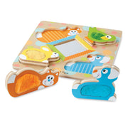 First Play Wooden Touch and Feel Puzzle Peek-a-Boo Pets With Mirror M1