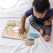 First Play Wooden Touch and Feel Puzzle Peek-a-Boo Pets With Mirror M1
