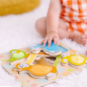 First Play Wooden Touch and Feel Puzzle Peek-a-Boo Pets With Mirror M1