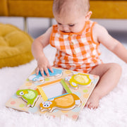 First Play Wooden Touch and Feel Puzzle Peek-a-Boo Pets With Mirror M1
