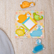 First Play Wooden Touch and Feel Puzzle Peek-a-Boo Pets With Mirror M1