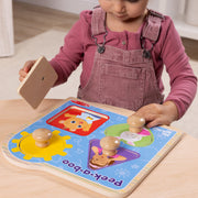 Ms. Rachel™ Wooden Peek-a-Boo Jumbo Peg Puzzle – 4 Pieces O6