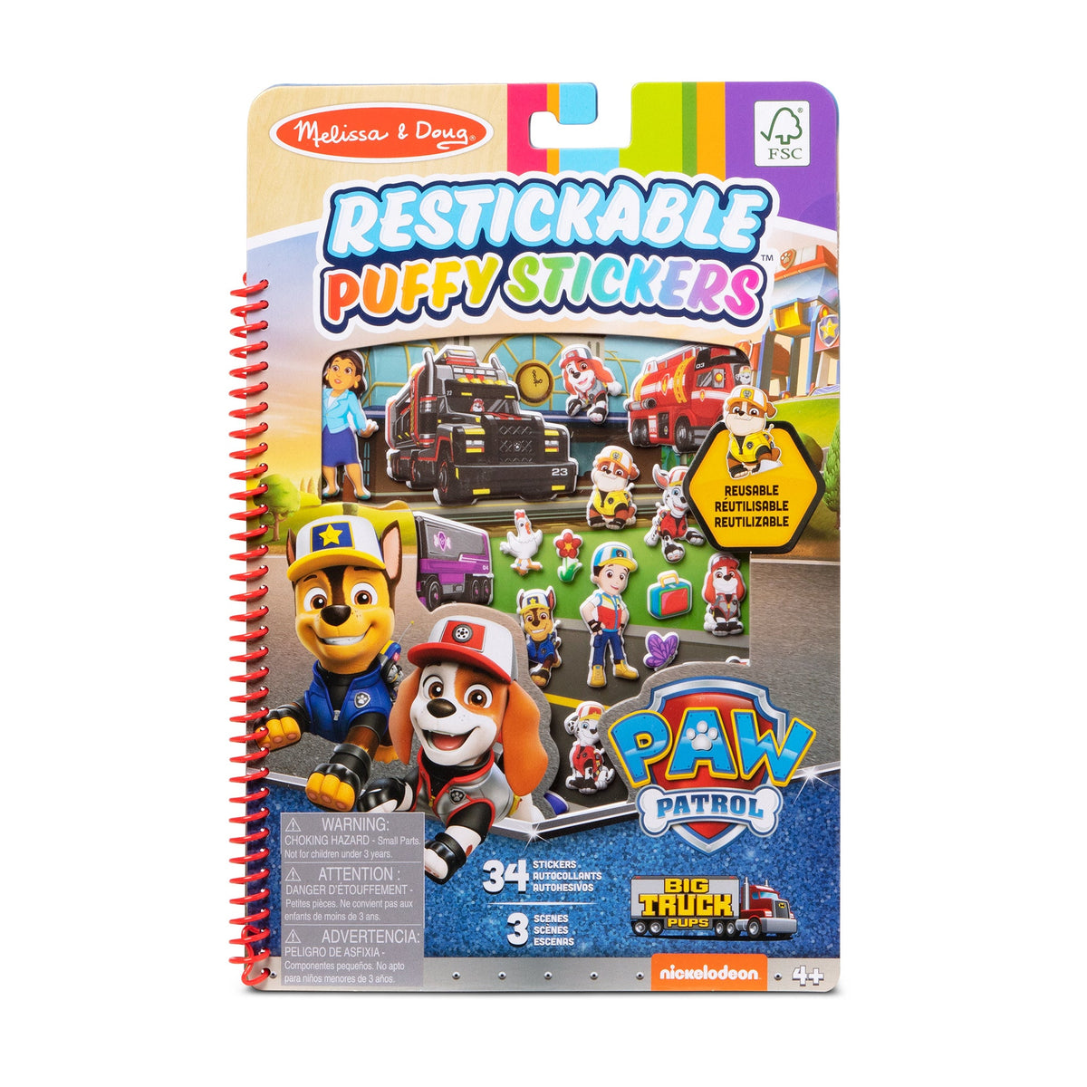 PAW Patrol Restickable Puffy Stickers - Big Truck Pups X7