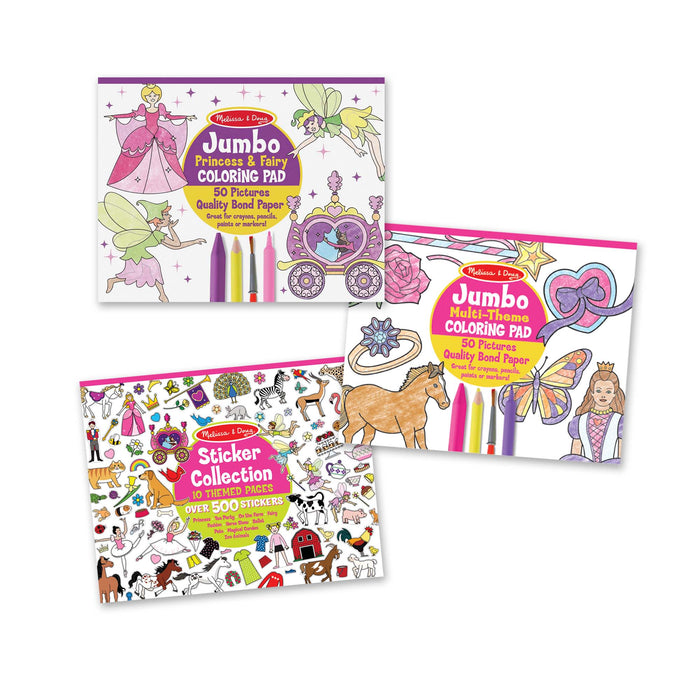 Princess, Fairy, Animals & More Coloring and Sticker Pad Bundle P5