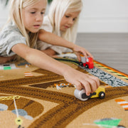 Round the Construction Zone Work Site Rug & Vehicle Set E4