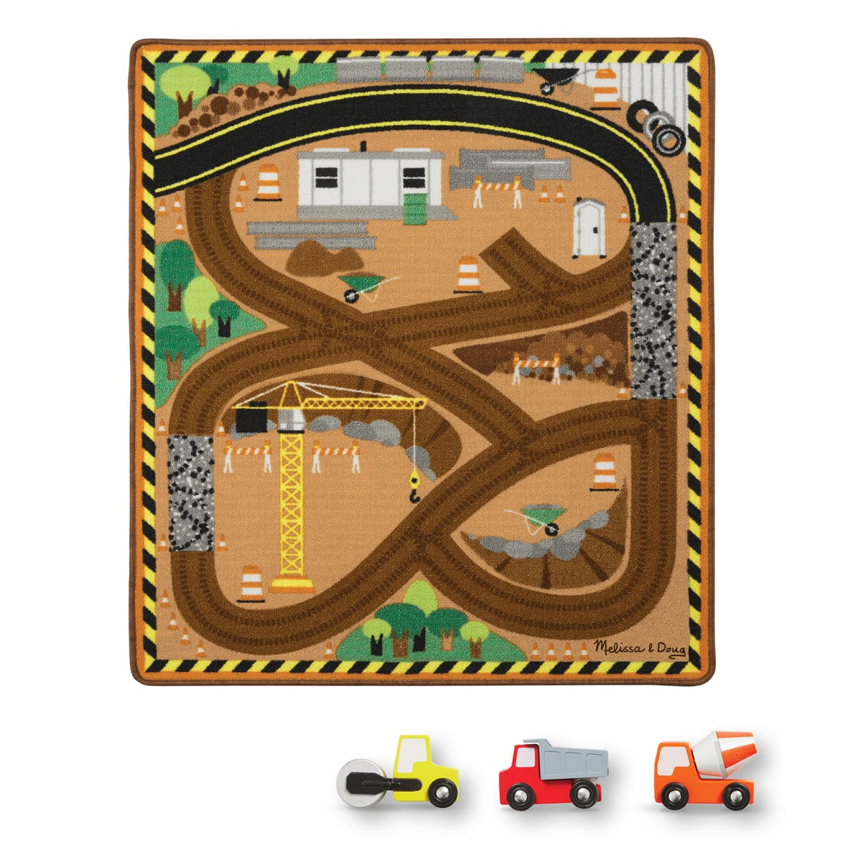 Round the Construction Zone Work Site Rug & Vehicle Set J6