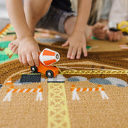 Round the Construction Zone Work Site Rug & Vehicle Set O6