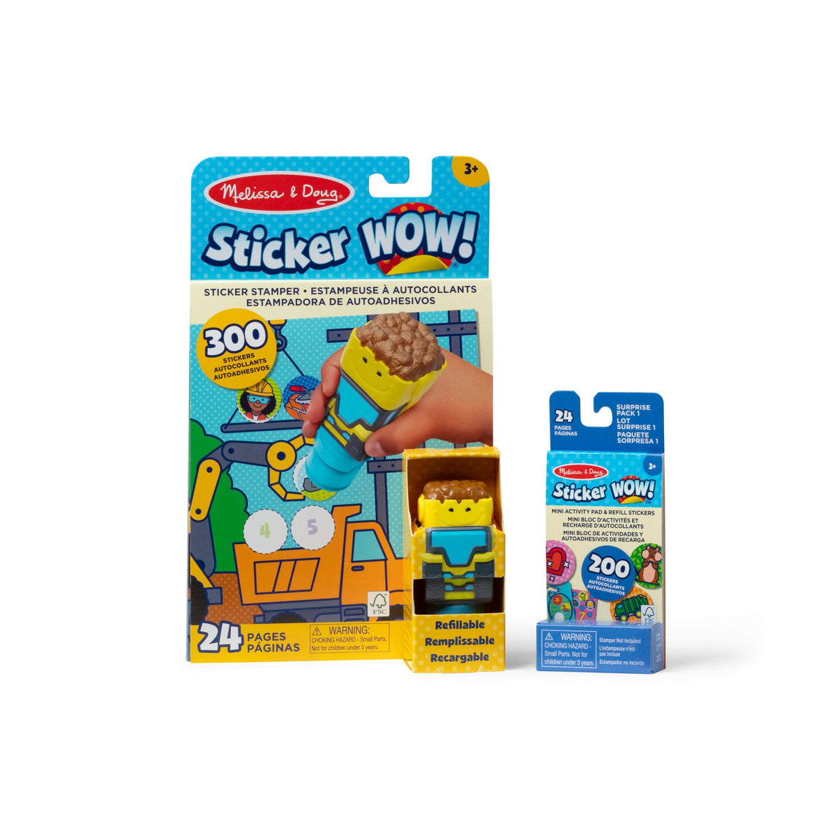 Sticker WOW!™ Bulldozer Bundle: Activity Pad & Sticker Stamper + Mini Activity Pad and 200 Refill Stickers G3