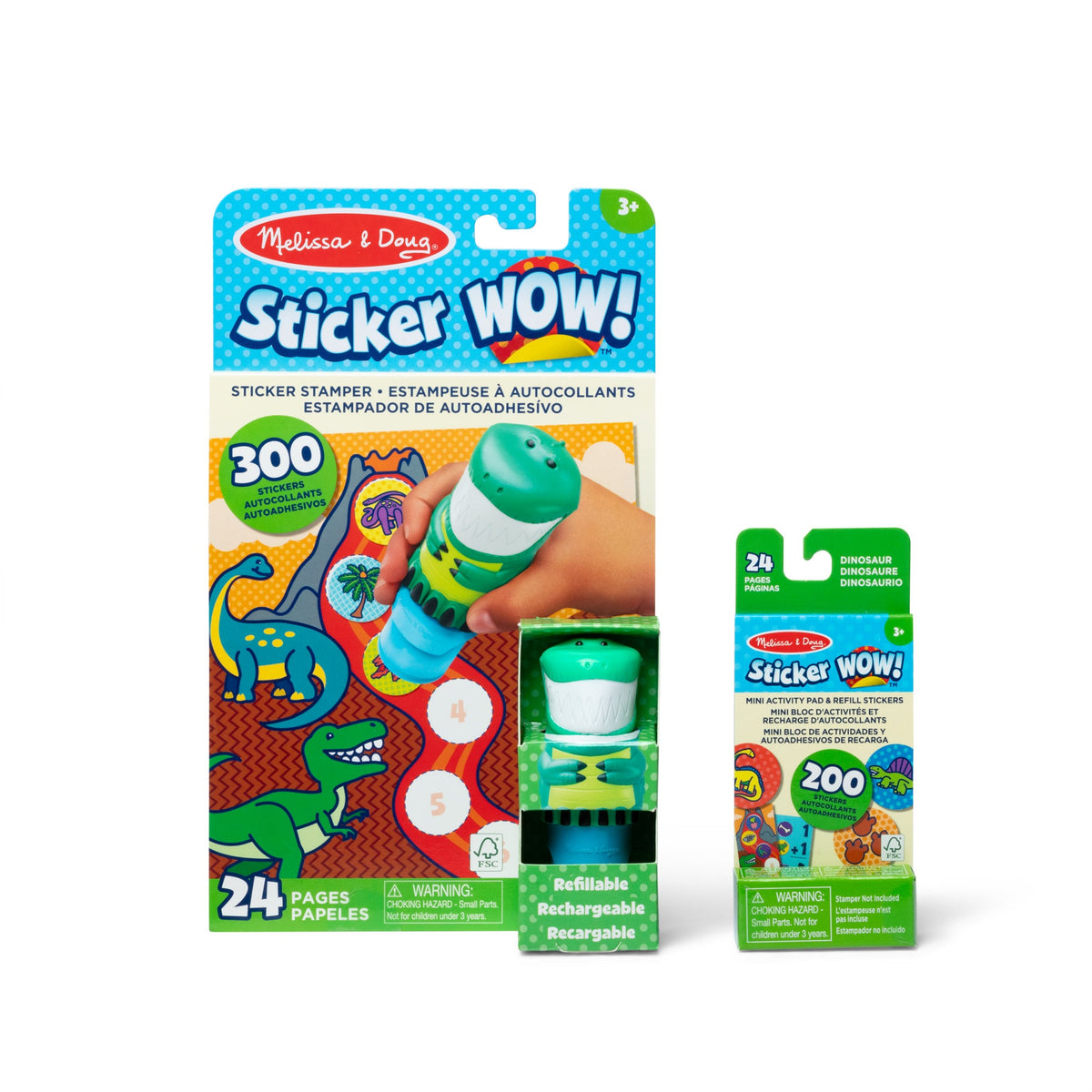Sticker WOW!™ Dinosaur Bundle: Activity Pad & Sticker Stamper + Mini Activity Pad and 200 Refill Stickers W5