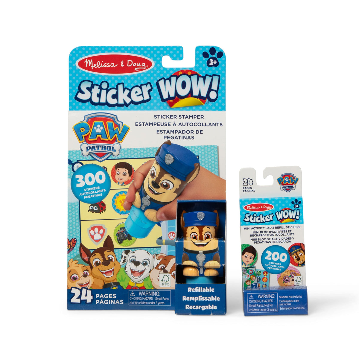 Sticker WOW!™ PAW Patrol Chase Bundle: Activity Pad & Sticker Stamper + Mini Activity Pad and 200 Refill Stickers R9