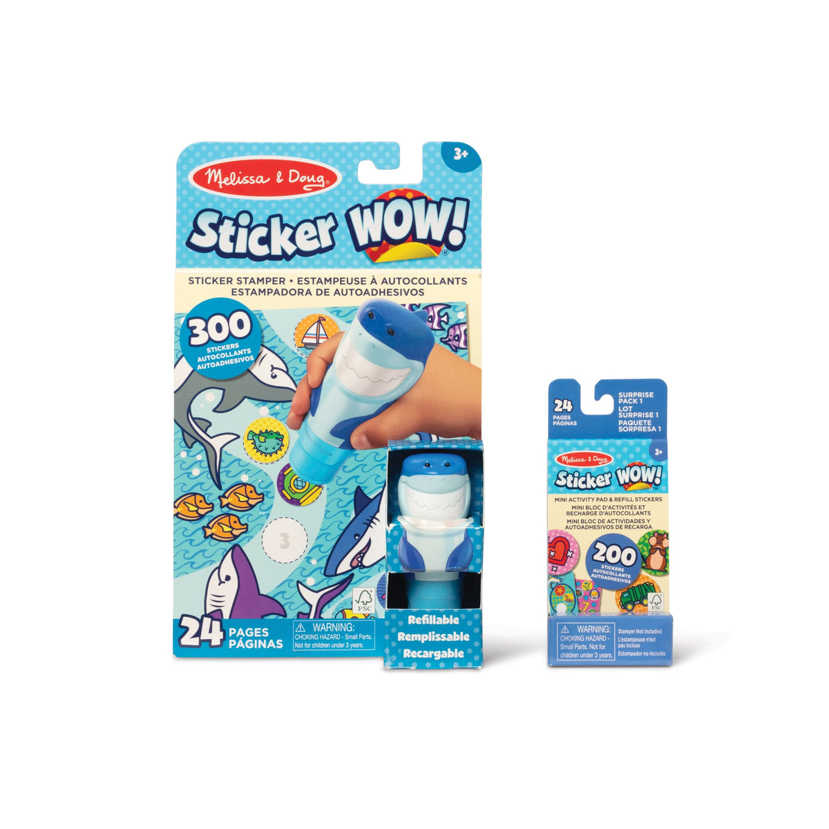 Sticker WOW!™ Shark Bundle: Activity Pad & Sticker Stamper + Mini Activity Pad and 200 Refill Stickers B8
