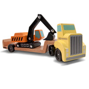Trailer & Excavator Wooden Vehicles Play Set P0
