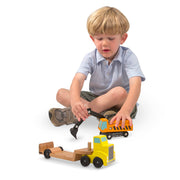 Trailer & Excavator Wooden Vehicles Play Set P0