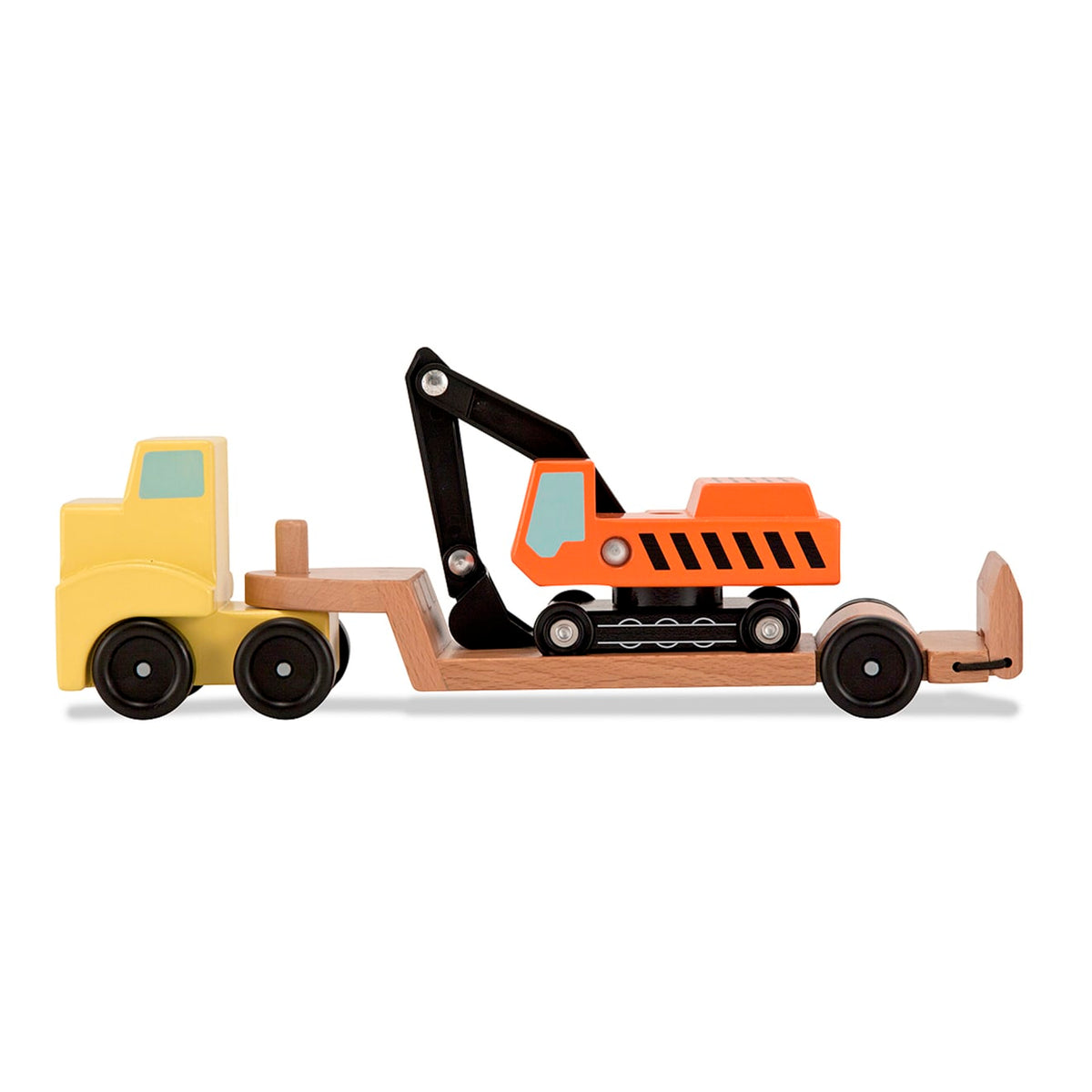 Trailer & Excavator Wooden Vehicles Play Set T8