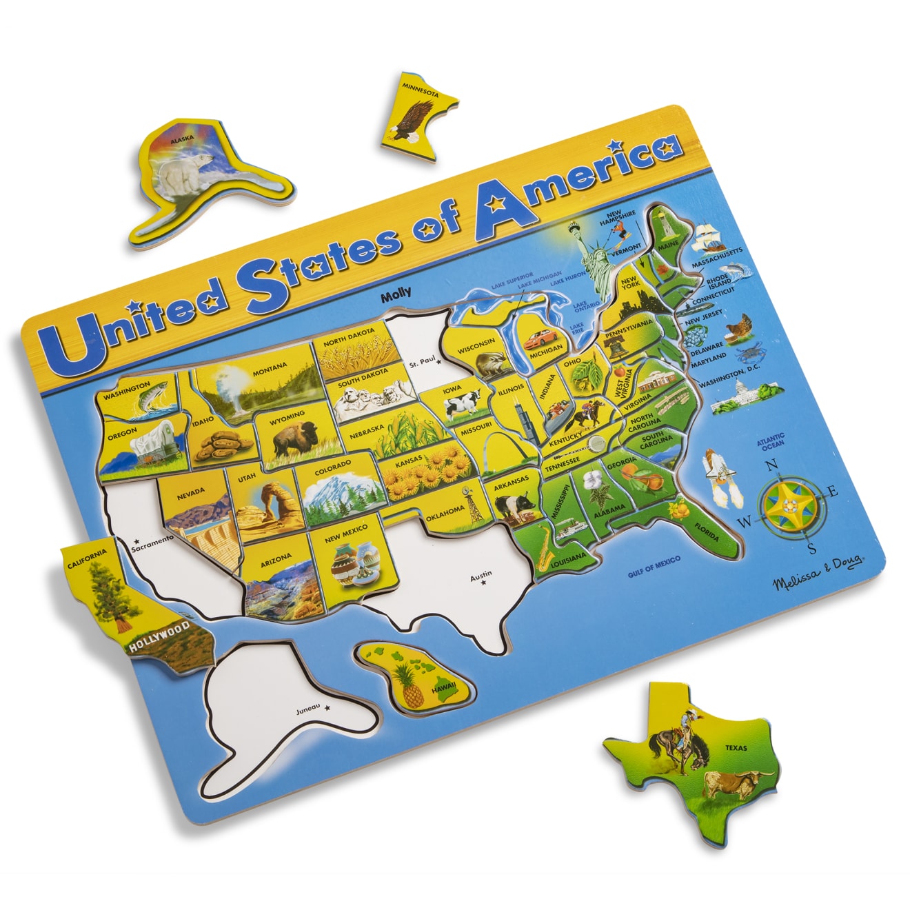 U.S.A. Map Wooden Puzzle E3