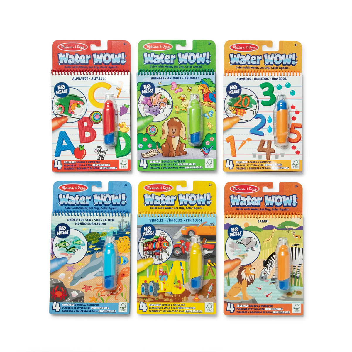 Water WOW! 6-Pack – Animals, Vehicles, Alphabet, Numbers, Safari, Under the Sea E7