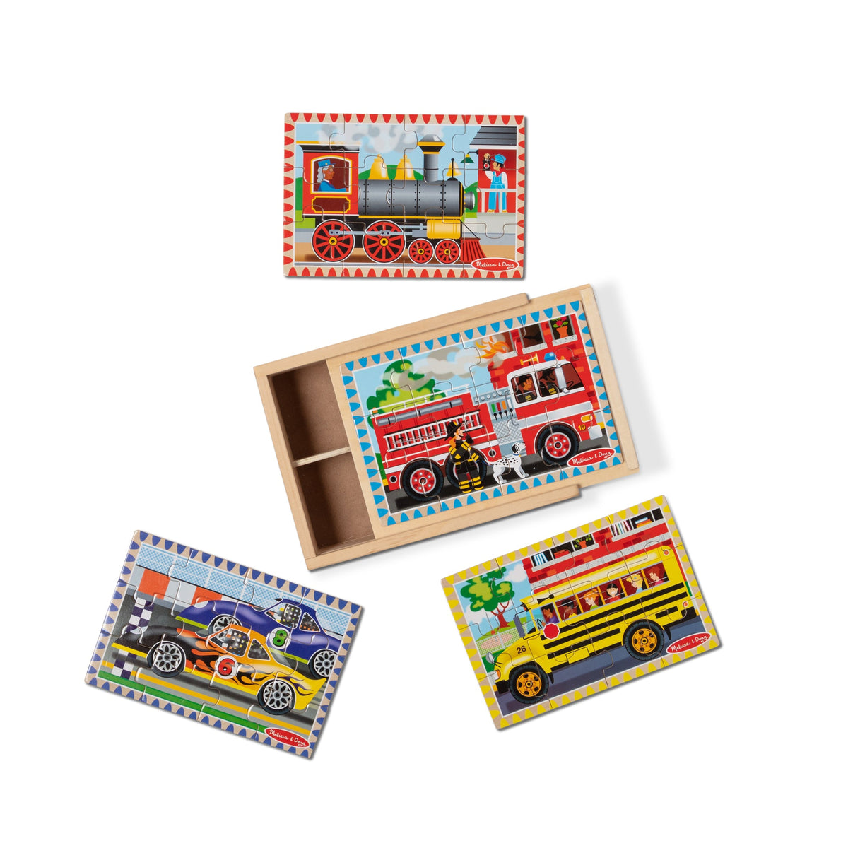 Wooden Jigsaw Puzzles in a Box - Vehicles C6