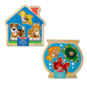 Wooden Jumbo Peg Puzzle 2-Pack: Fish Bowl, House Pets U0