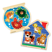 Wooden Jumbo Peg Puzzle 2-Pack: Fish Bowl, House Pets U0