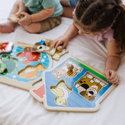 Wooden Jumbo Peg Puzzle 2-Pack: Fish Bowl, House Pets U0