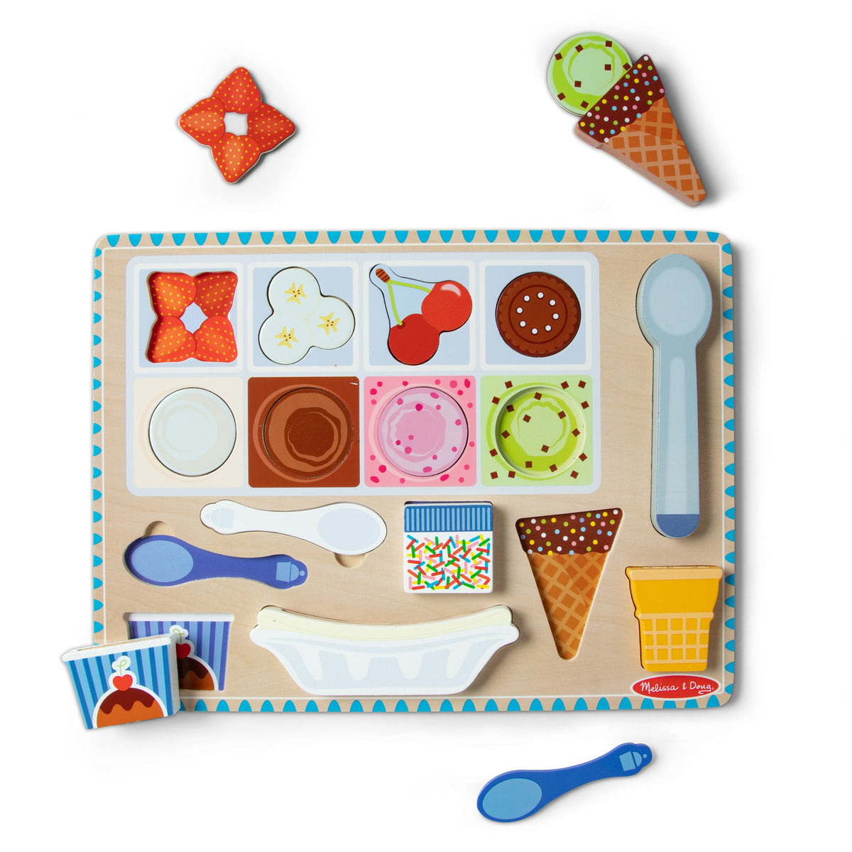 Wooden Magnetic Ice Cream Puzzle & Play Set - 16 Pieces Y9