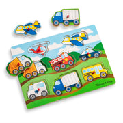 Wooden Peg Puzzle 4-Pack – Vehicles, Farm, Safari, Pets X8