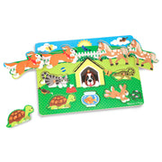 Wooden Peg Puzzle 4-Pack – Vehicles, Farm, Safari, Pets X8