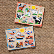 Wooden Sound Puzzle 2-Pack – Farm Animals, Vehicles Y7