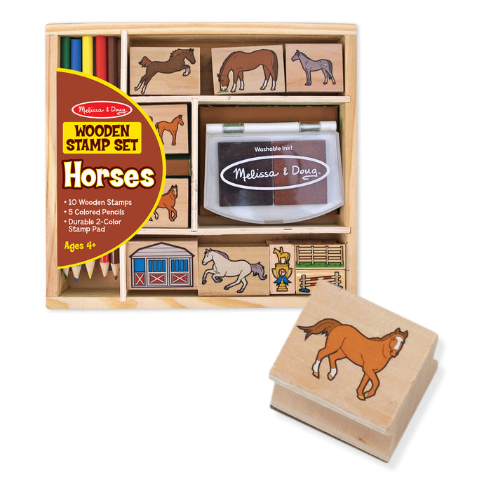 Wooden Stamp Set - Horses X9
