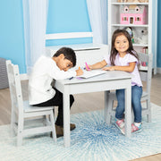 Wooden Table & 2 Chairs - Gray U1