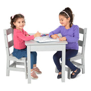 Wooden Table & 2 Chairs - Gray U1