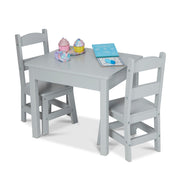 Wooden Table & 2 Chairs - Gray U1