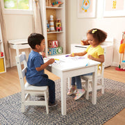 Wooden Table & Chairs - White U8