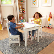Wooden Table & Chairs - White U8