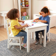 Wooden Table & Chairs - White U8