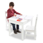 Wooden Table & Chairs - White U8